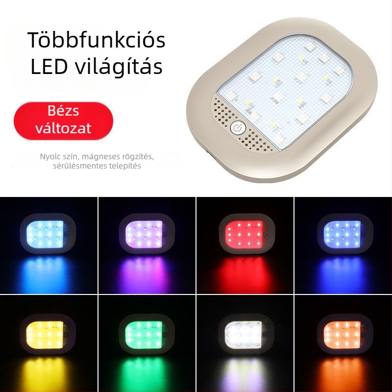 Autóhoz készült színes LED olvasólámpa, belső mennyezeti világítás, csomagtartó mennyezeti lámpa
