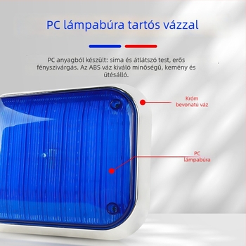 Bohang LED tetőfény – figyelmeztető lámpa, 220V, piros–kék villogó járművekhez