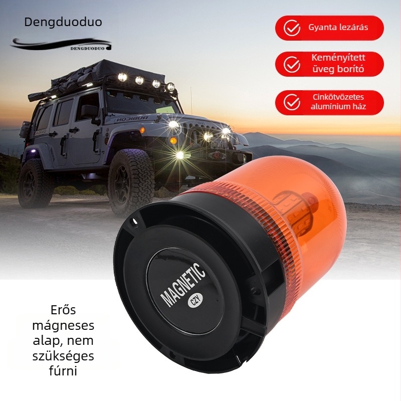 Mágneses rögzítésű LED tetőfény autókhoz, többmódos riasztó villogó fény, 64 LED, 3000 lm, 12-24 V DC, 50 W