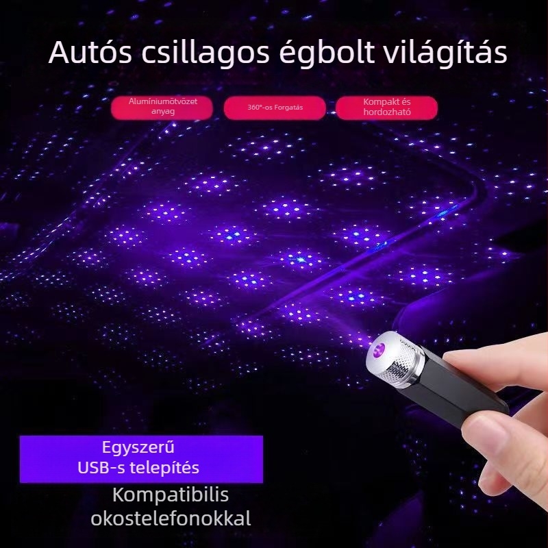 LED belső autó tetőfény csillagfény vetítéssel, modell 12, 5V, 3.9W