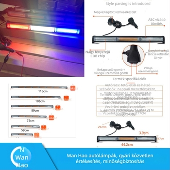 COB LED szalag villogó fény a jármű tetején lévő rúdra – figyelmeztető fény építőgépekhez