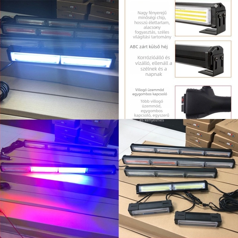 COB LED szalag villogó fény a jármű tetején lévő rúdra – figyelmeztető fény építőgépekhez