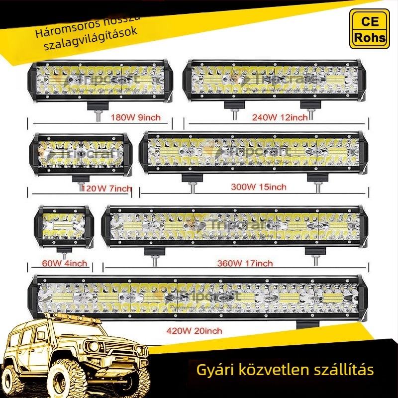 LED autó lámpa szalag spot lámpák off-roadhoz — Tc-653r-120w, 120W, 12/24V, 5000–12000 lm, 5000–6500 K