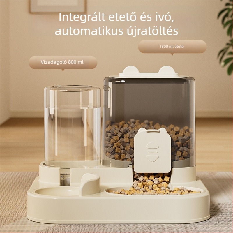 Automata macska etető- és vízadagoló készülék – mindent egyben, PP anyagból, macskáknak, 1 db