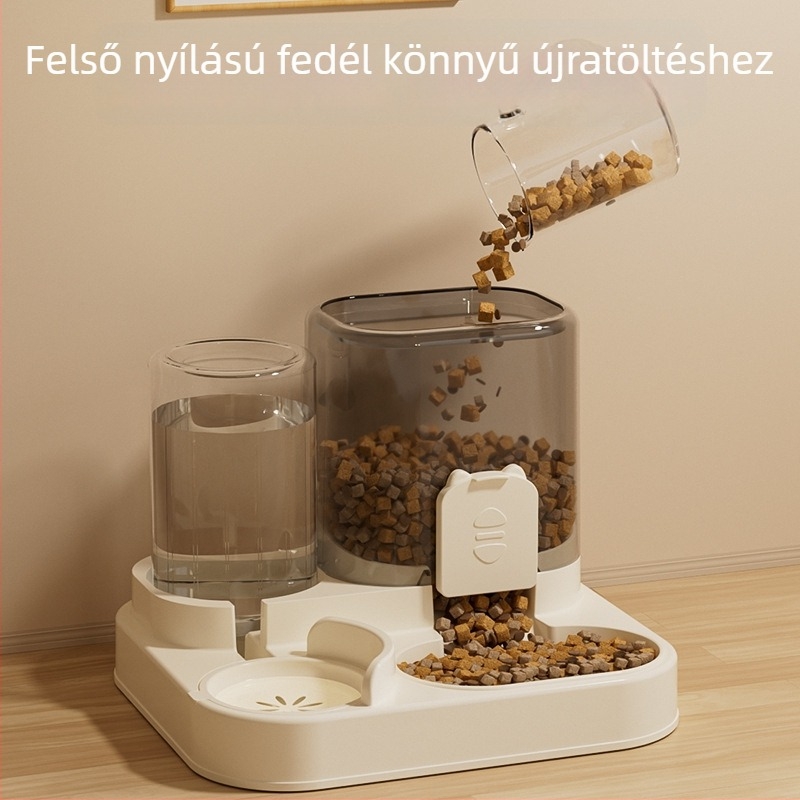 Automata macska etető- és vízadagoló készülék – mindent egyben, PP anyagból, macskáknak, 1 db