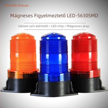 LED mágneses vészjelző fény járművekhez, targoncákhoz és közlekedési berendezésekhez, DC12V/DC24V, PC lámpaernyő + ABS alap, testreszabás elérhető