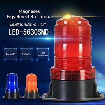 LED mágneses vészjelző fény járművekhez, targoncákhoz és közlekedési berendezésekhez, DC12V/DC24V, PC lámpaernyő + ABS alap, testreszabás elérhető