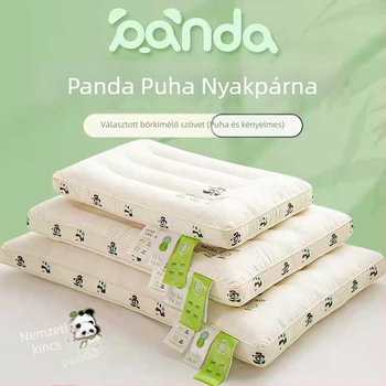 Panda nyakpárna - téglalap alakú, töltet 100% poliészter rost, kötött anyag, egy személyre, felnőtteknek, súly 0.55–1.0 kg.