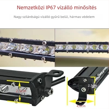 Autó LED-sávos reflektor egy sorban, 12V/24V, fénycsík, teherautó tetőfény, strobe, ultra‑nagy fényerejű