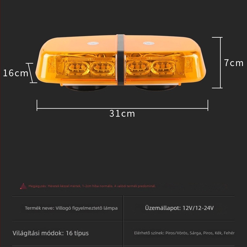 36-LED tetőfény mérnöki járművekhez, mágneses rögzítés, Hy-01, 12-24V, ABS+alumínium