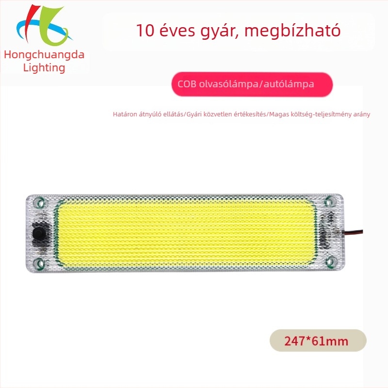 COB LED belső autóvilágítás, 12–24V, kabin plafonfény teherautókhoz, furgonokhoz és személyautókhoz
