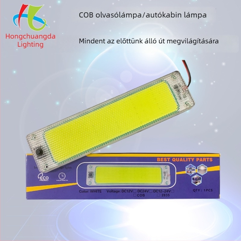 COB LED belső autóvilágítás, 12–24V, kabin plafonfény teherautókhoz, furgonokhoz és személyautókhoz