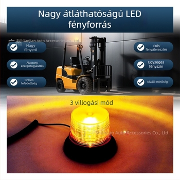 32-LED tetőfény mágneses rögzítéssel építőipari járművekhez, figyelmeztető forgó fény, 9-30V