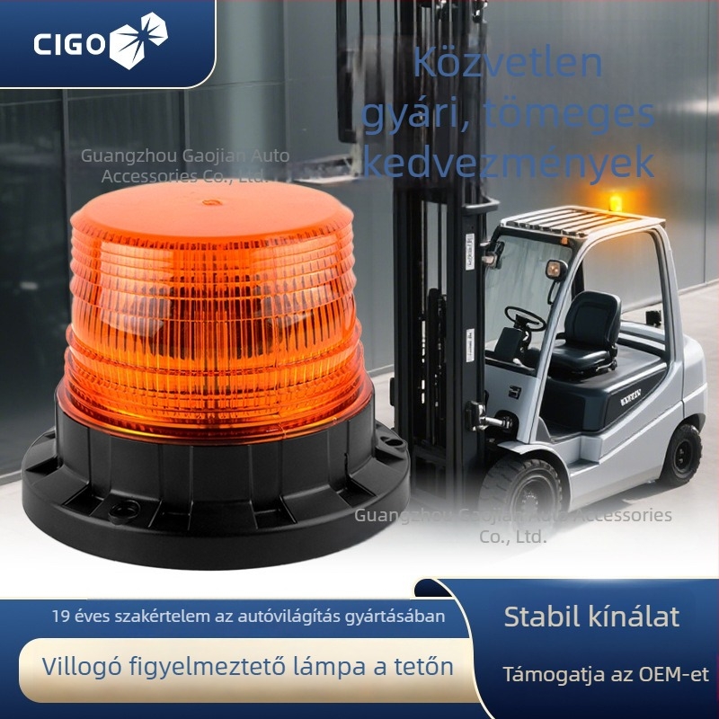 32-LED tetőfény mágneses rögzítéssel építőipari járművekhez, figyelmeztető forgó fény, 9-30V