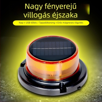 Napelemes tetőre szerelt mágneses stroboszkóp fény építőipari járművekhez és éjszakai parkoláshoz