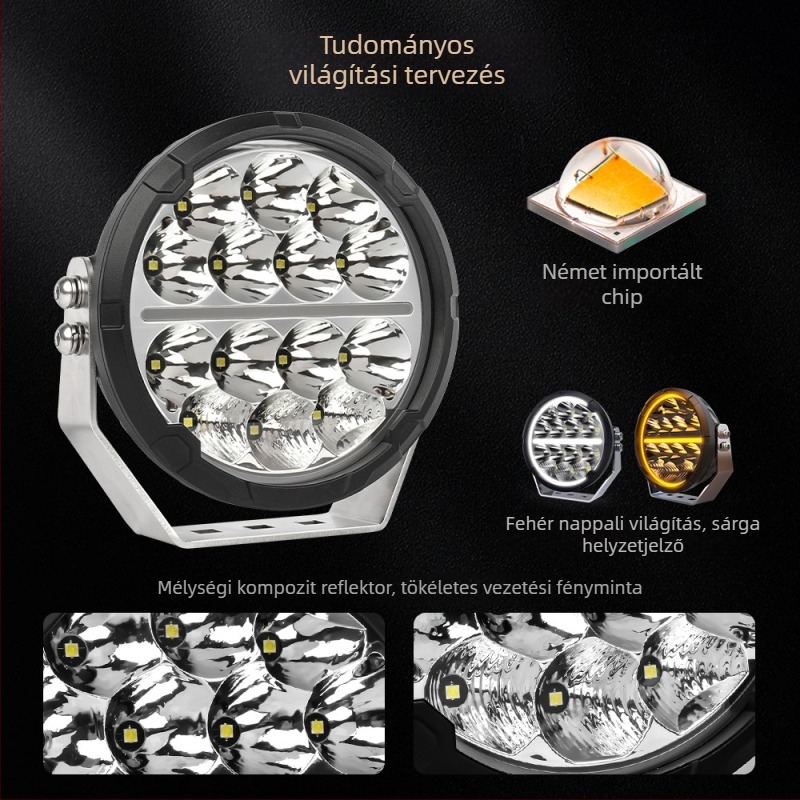 Off-road autó LED spot fény, tetőre vagy első lökhárítóra szerelhető • 70W • 9-30V DC • 6000K • 5000-7700 lm • Model D065