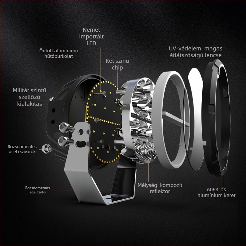 Off-road autó LED spot fény, tetőre vagy első lökhárítóra szerelhető • 70W • 9-30V DC • 6000K • 5000-7700 lm • Model D065