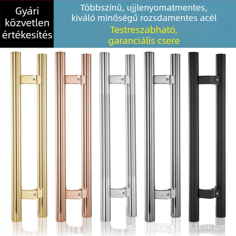 Rozsdamentes acél tolóajtó fogantyú üvegajtókhoz, kerek cső alakú fogantyú, modern minimalista stílus