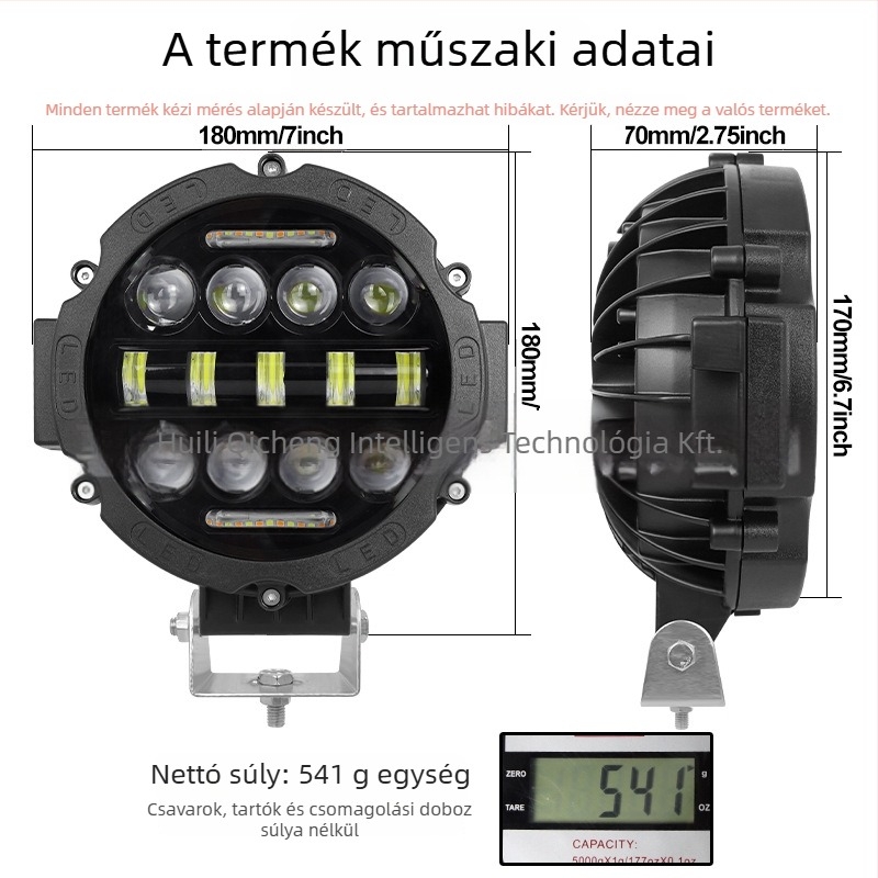 LED munkalámpa terepjáró járművekhez — 75W15LED, 24V, 2970LM, LED 3030, alumínium kivitel