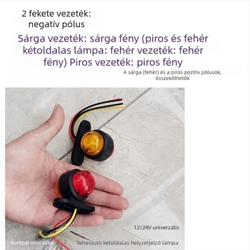 Teherautó tetőfény, mini kettős oldalú szélességjelző, piros-sárga kétoldalú LED figyelemfelhívó fény, 12V-24V univerzális