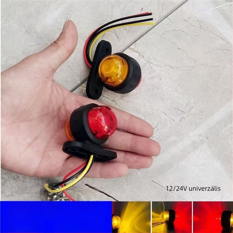 Teherautó tetőfény, mini kettős oldalú szélességjelző, piros-sárga kétoldalú LED figyelemfelhívó fény, 12V-24V univerzális