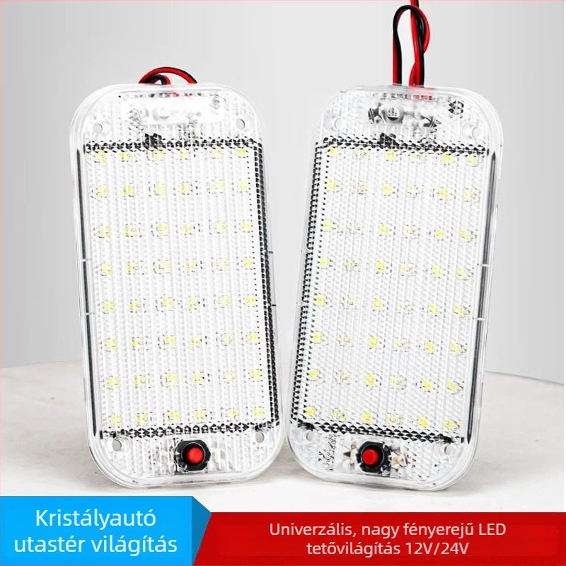 LED belső lámpa autó- és teherautóvezetőfülkéhez, kristályos belső világítás, 12V-24V