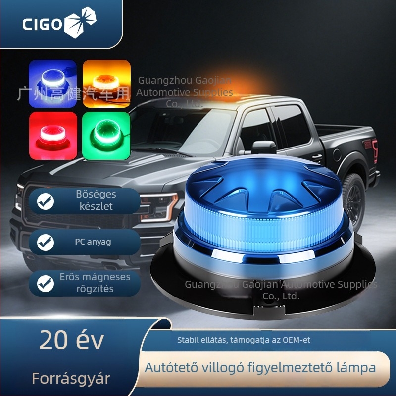 LED autó mágneses figyelmeztető fény, nagy fényerővel, vízálló sürgősségi mentő lámpa, forgó mennyezeti lámpa