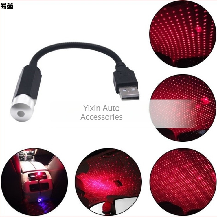 Autó csillagos ég projektor, modell L-709; anyag ABS + alumínium ötvözet; USB tápegység, 5V 2A 0.1W
