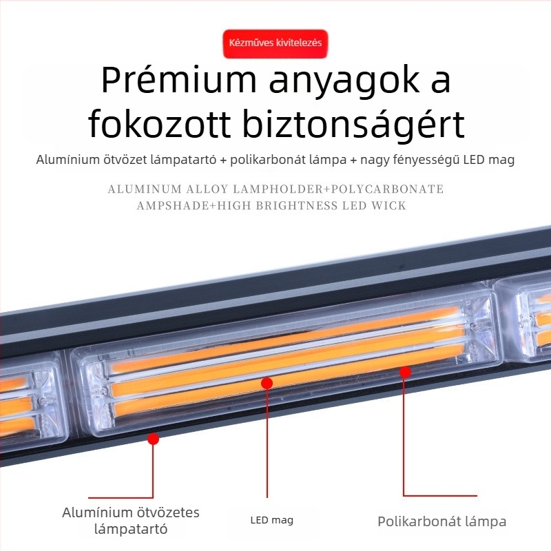 LED tetőfény mérnöki járművekhez, COB hosszú mennyezetre figyelmeztető fény, 100W, 2.5A, alumíniumötvözet