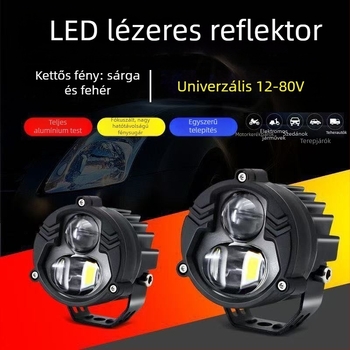 Autó LED lézer reflektor grilleshez szerelve, ködlámpa, első lökhárító, külső távoli és közeli fény, fókuszlencse, tetőre integrált, távoli és közeli fény