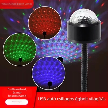 Autó LED tetővilágítás - hangaktivált atmoszférikus lámpa, modell 12, 0.1 W, 5 V