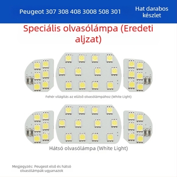 Autó tető LED olvasólámpa – 6-darabos készlet, 12V, 3W, 8000 lm, kompatibil Peugeot és Citroën C5 Elysee