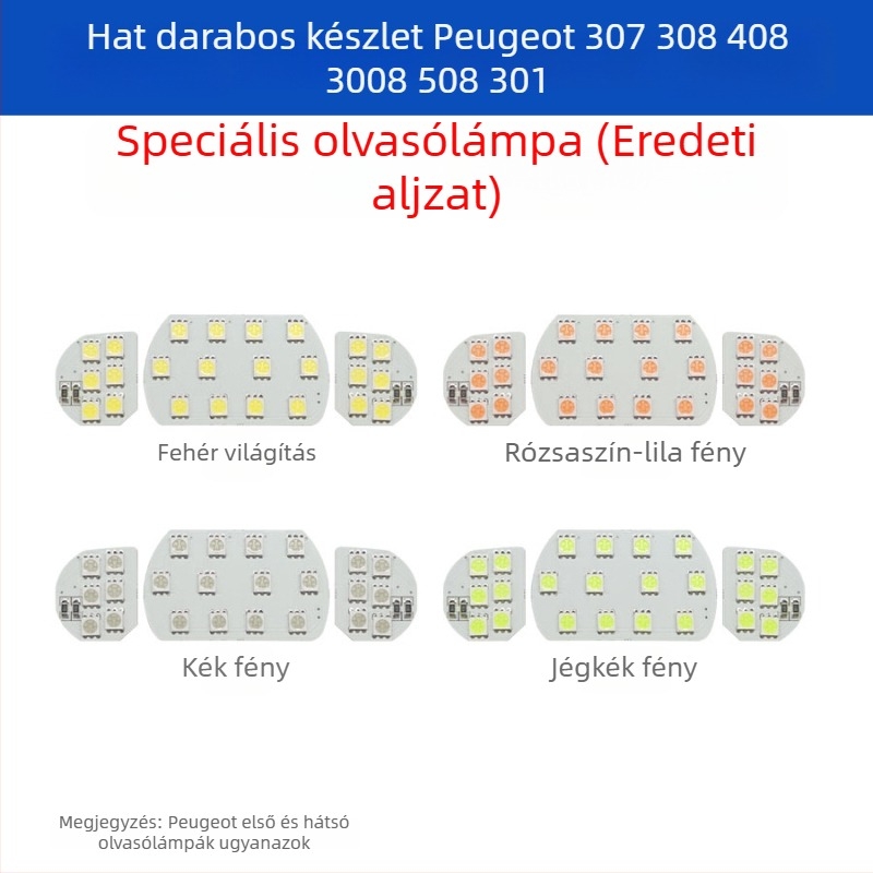 Autó tető LED olvasólámpa – 6-darabos készlet, 12V, 3W, 8000 lm, kompatibil Peugeot és Citroën C5 Elysee