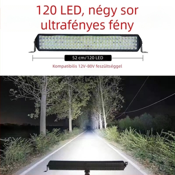 Magas fényerősségű LED fénycsík autókhoz és építőipari járművekhez, 12V-80V univerzális, hosszú szalag