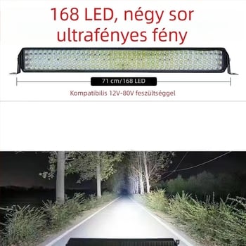 Magas fényerősségű LED fénycsík autókhoz és építőipari járművekhez, 12V-80V univerzális, hosszú szalag