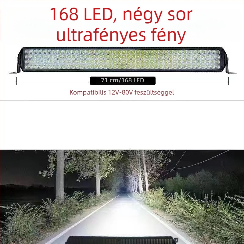 Magas fényerősségű LED fénycsík autókhoz és építőipari járművekhez, 12V-80V univerzális, hosszú szalag