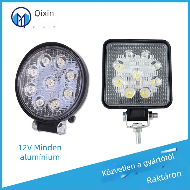 LED munkalámpa 27W 12V, alumínium ház, off-road használatra, élettartam 50 000 óra