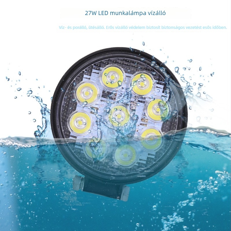 LED munkalámpa 27W 12V, alumínium ház, off-road használatra, élettartam 50 000 óra