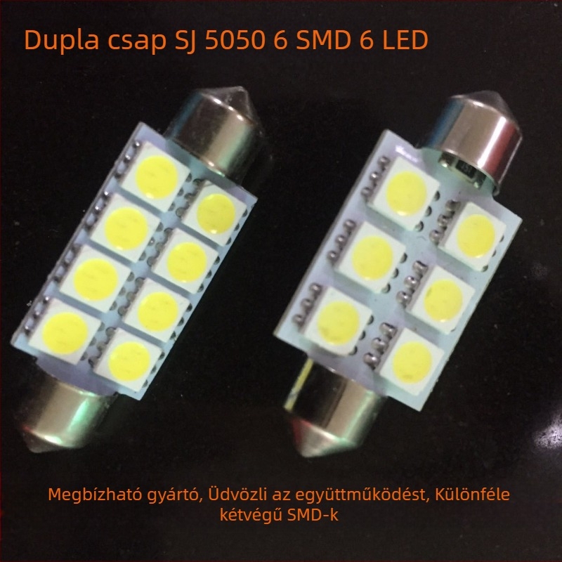 Kétcsúcsos LED-es olvasólámpa a rendszámtábla számára, 6SMD LED, 12V, 130LM, univerzális kompatibilitás