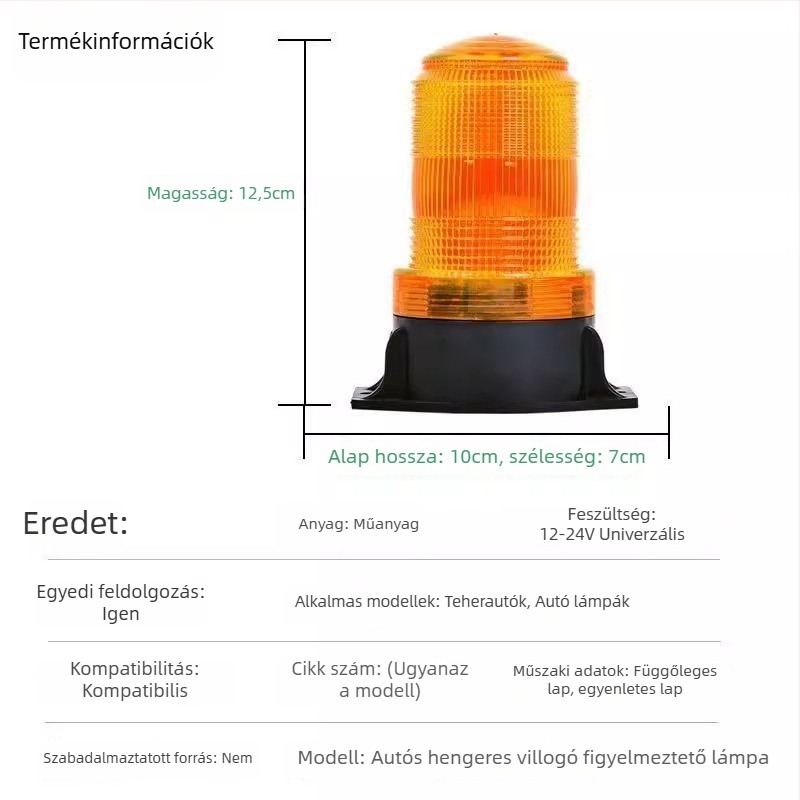 LED figyelmeztető világítás targoncákhoz és mérnöki járművekhez, 12/24V, 8W, LED, élettartam 5000h
