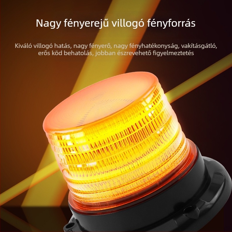 LED tetőfény mágneses rögzítéssel mérnöki járművekhez és targoncákhoz, nagy fényerővel riasztó/signál fény, 12V, 7W, 520 lm, modell JSD01/2