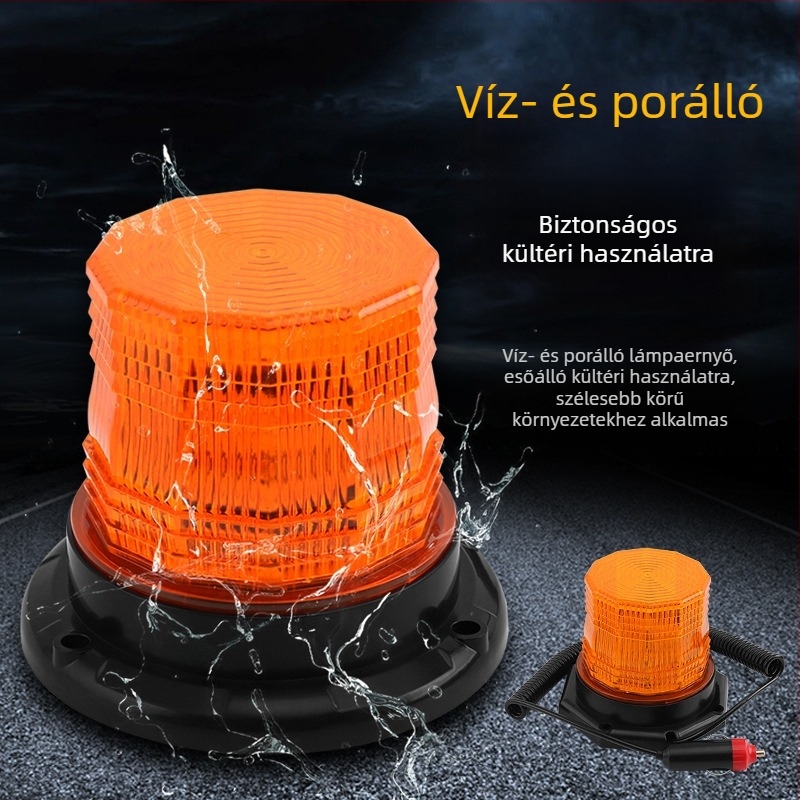 LED tetőfény mágneses rögzítéssel mérnöki járművekhez és targoncákhoz, nagy fényerővel riasztó/signál fény, 12V, 7W, 520 lm, modell JSD01/2