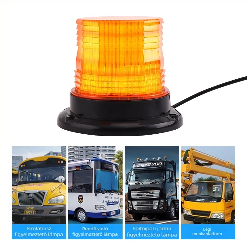 LED tetőfény mágneses rögzítéssel mérnöki járművekhez és targoncákhoz, nagy fényerővel riasztó/signál fény, 12V, 7W, 520 lm, modell JSD01/2