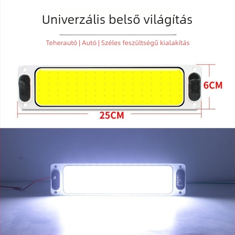 24V teherautó fülke LED olvasólámpa – hosszú belső mennyezeti világítás COB LED, alumínium ház, hátrameneti fény