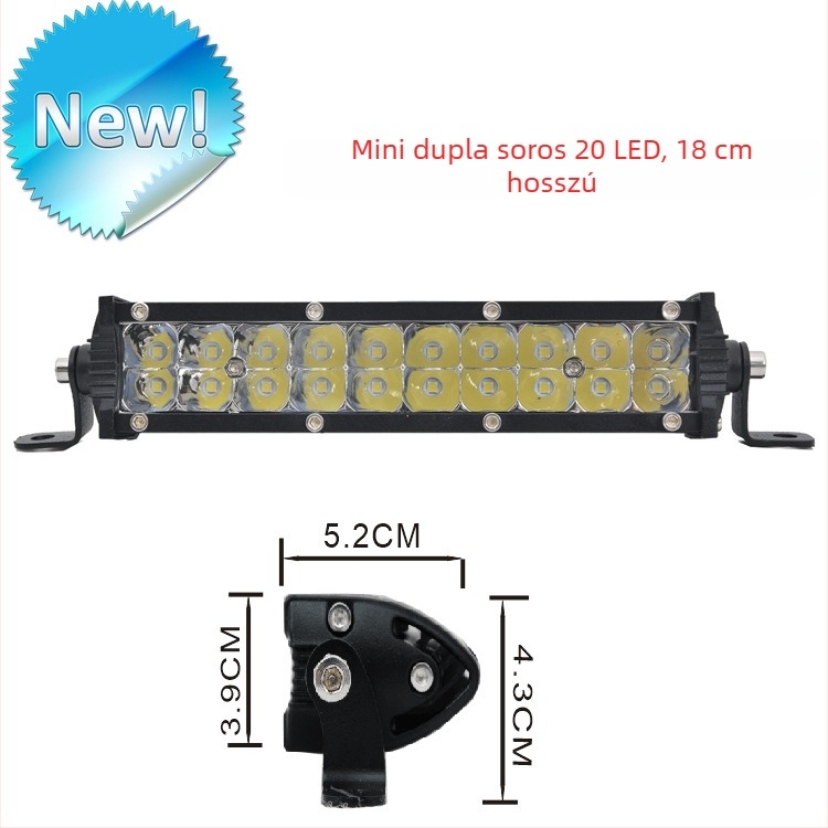 LED tetőfény terepjárókhoz, mini, dupla soros LED szalag, ultra fényes, 12–24V