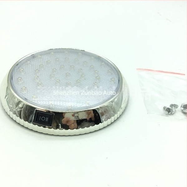 GT-007 46 LED-es autófedélzeti lámpa króm felülettel, 12V belső olvasólámpa