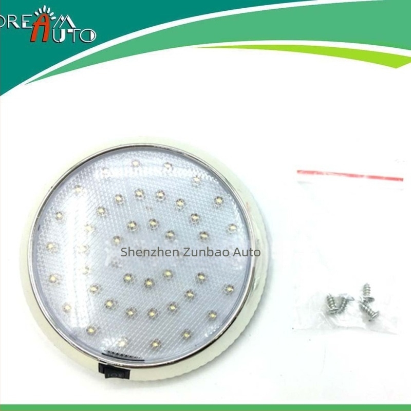 GT-007 46 LED-es autófedélzeti lámpa króm felülettel, 12V belső olvasólámpa