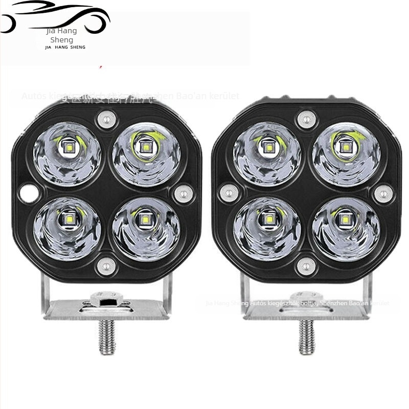 Négylevelű lóhere alakú LED reflektor, fehér és sárga kettősszínnel, autókhoz és motorkerékpárokhoz