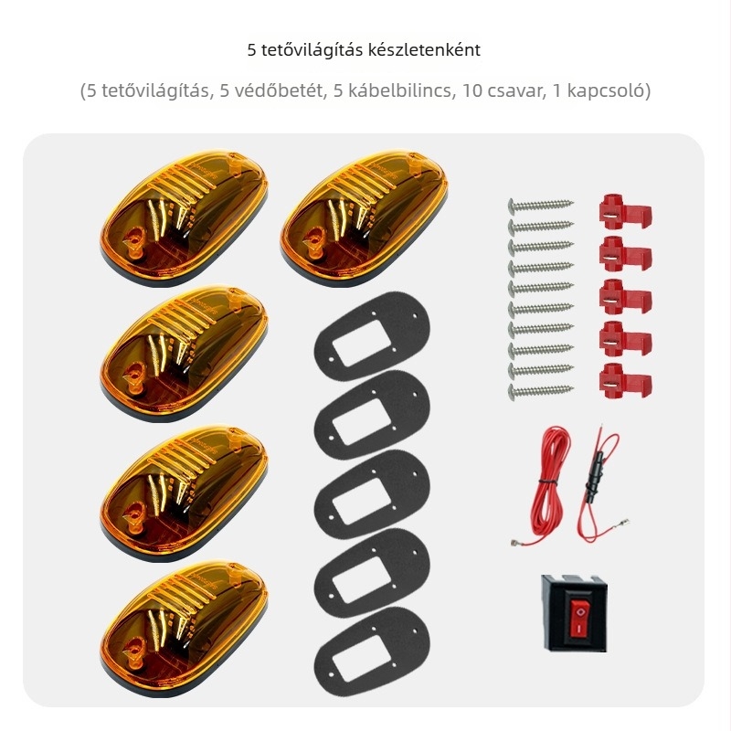 16 LED-es tetőfény pickup és terepjáró járművekhez, sárga riasztó fény