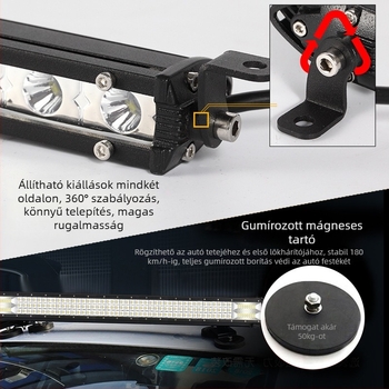 Hosszú soros LED tetőfény teherautókhoz és terepjárókhoz, 12-60V, 200W, 5000-7000 lm, IP68